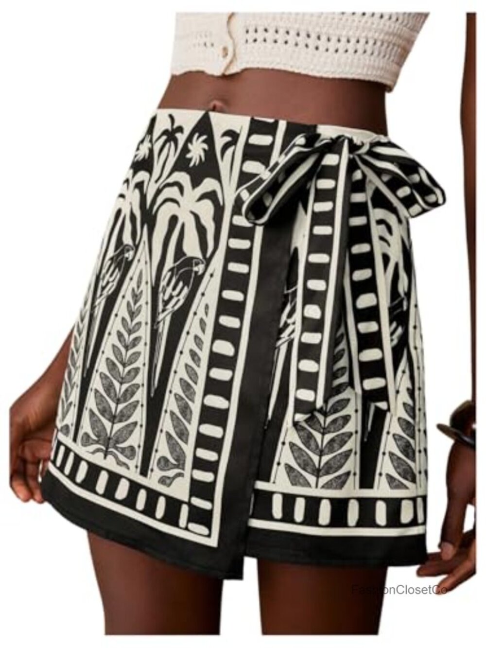 Wrap Mini Skirt Floral High Rise Tie Side Boho Skirt